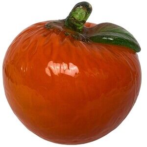 Vintage Orange Art Glass Glass  Hand Blown Molded Fruit Home Kitchen Decoration